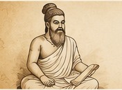 Thiruvalluvar, author of the Thirukkural, writing on palm leaf